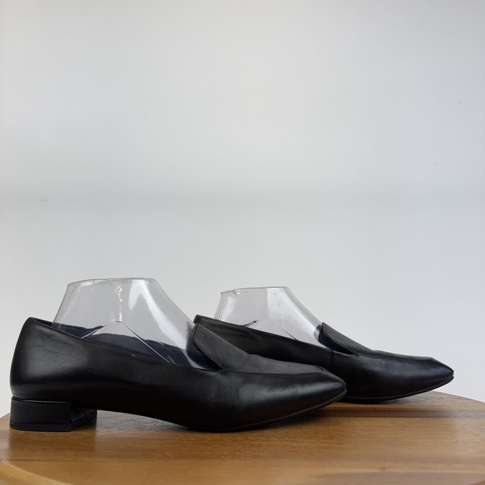 Womens Nordstrom Ruiz Black Leather Comfort Formal Loafers Shoes Size 9 M GUC